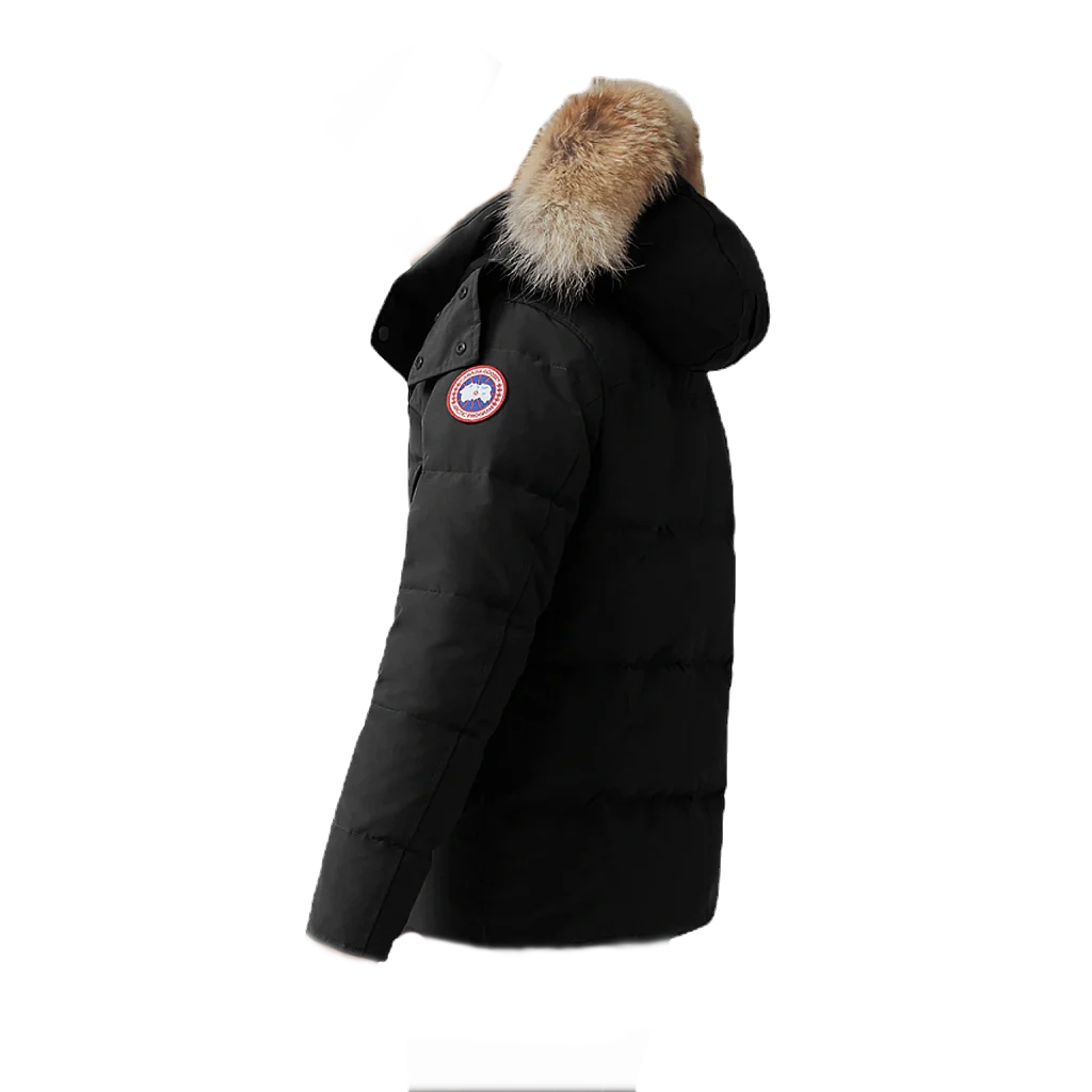 Canada Goose Wyndham Parka Black Jacket Red Badge with Fur