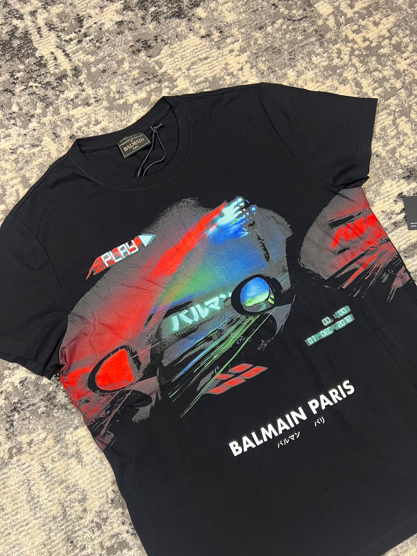 Balmain Japanese Print Cotton Jersey T-Shirt