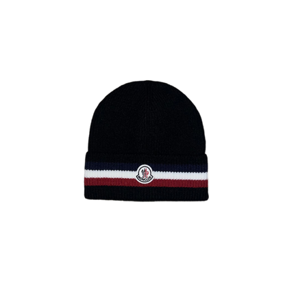 Moncler Tricolour Wool Beanie Black