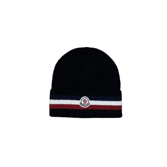 Moncler Tricolour Wool Beanie Black