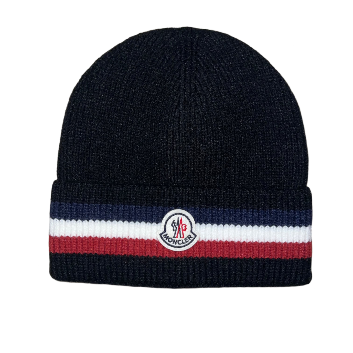 Moncler Tricolour Wool Beanie Black