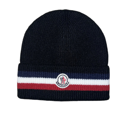 Moncler Tricolour Wool Beanie Black